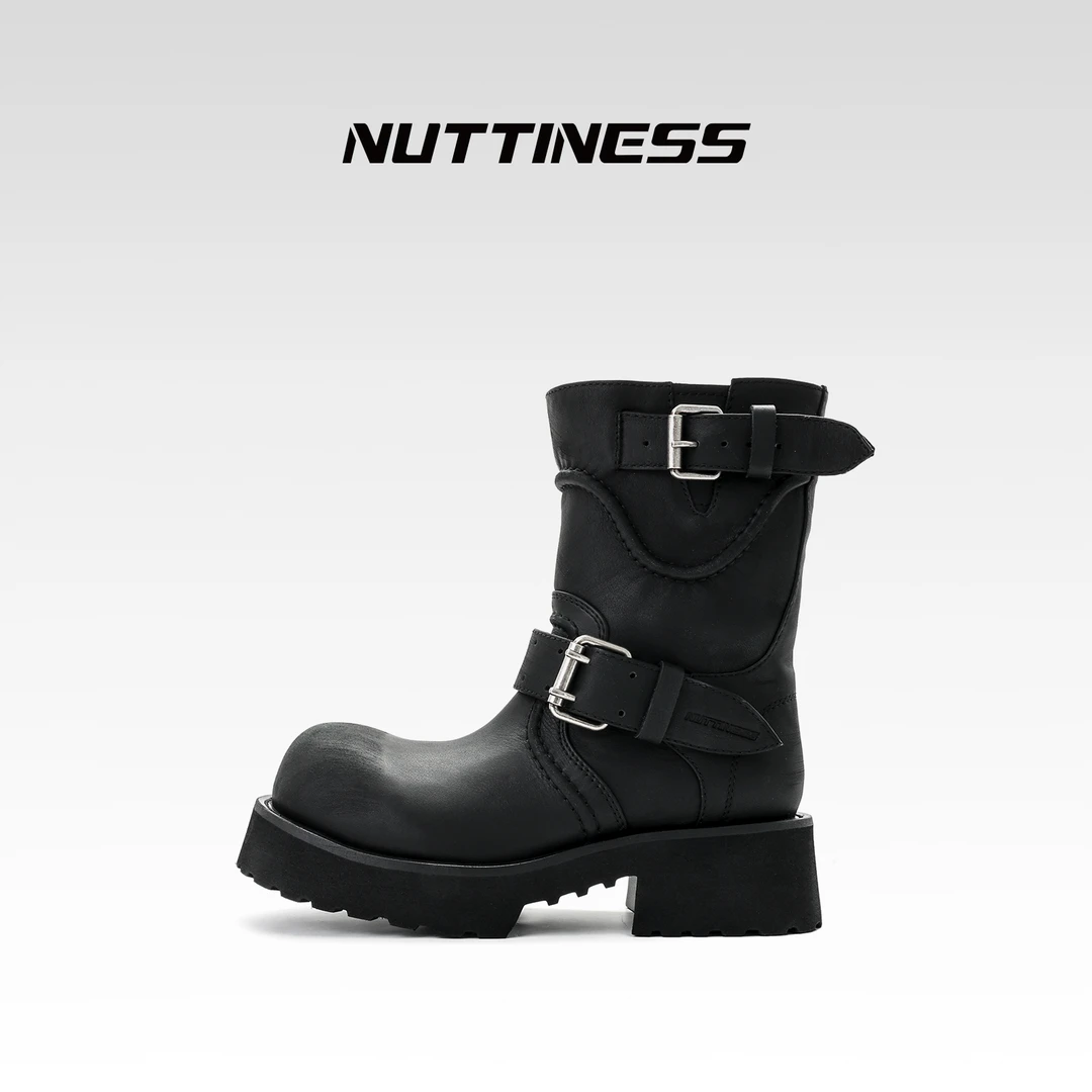 【NUTTINESS】小众设计师款秋冬新款圆头中筒增高厚底时尚短靴女