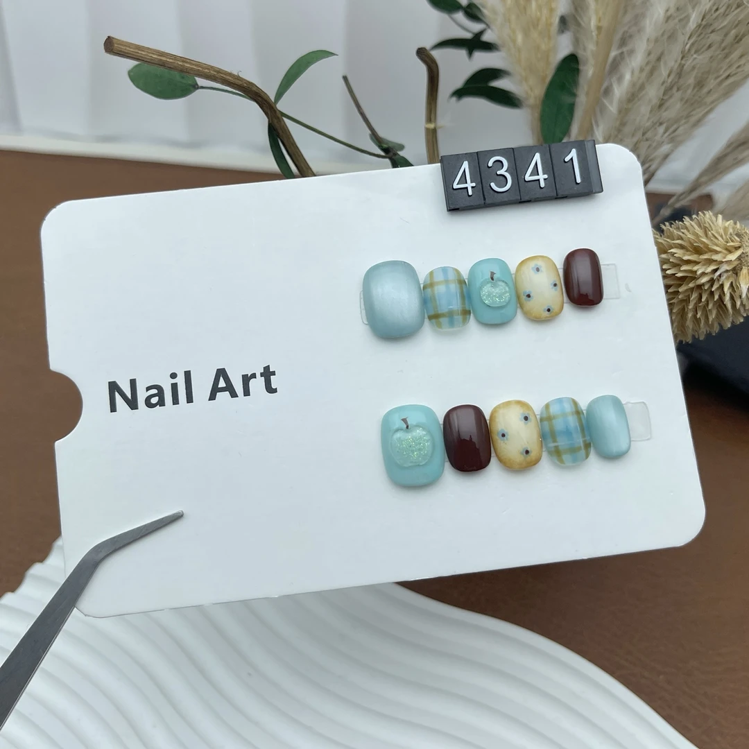 4341高级感纯手工定制夏季款式穿戴甲短甲豆豆甲短方轻奢款