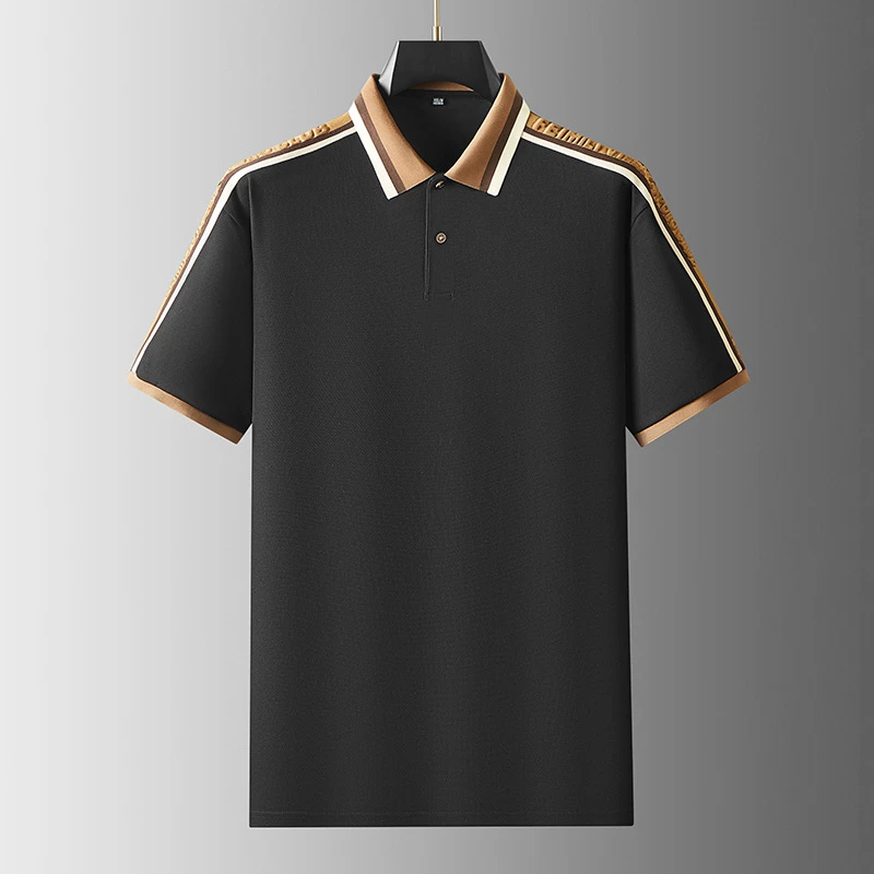 胖子商务大码polo衫男士宽松翻领t恤加肥加大撞色休闲短袖衫300斤