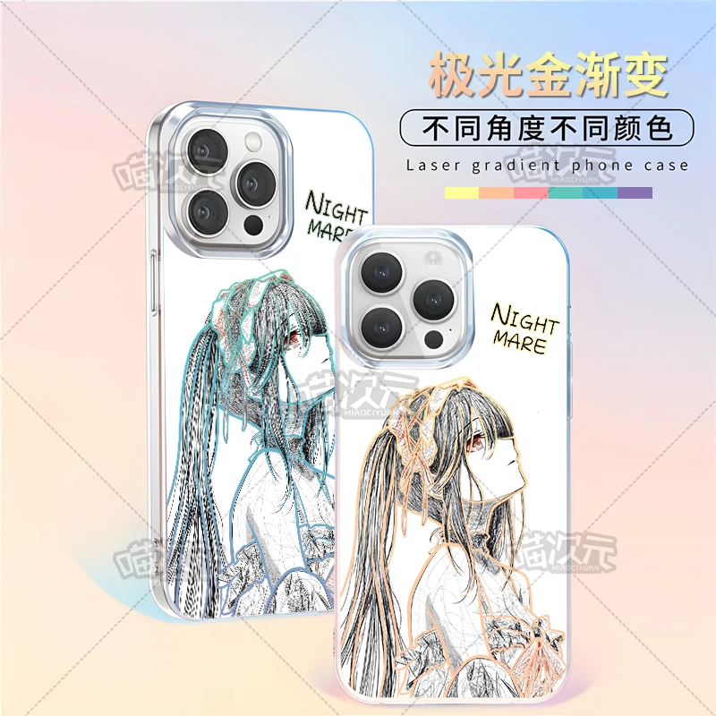 线稿狂三适用苹果华为vivo一加oppoiPhone小米二次元极光金手机壳