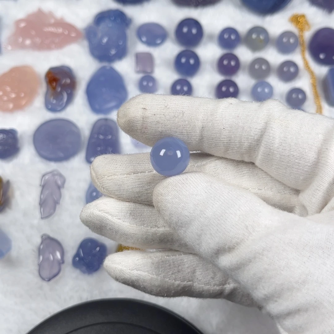 玛瑙吊坠未镶嵌弹*蓝玛瑙转运珠