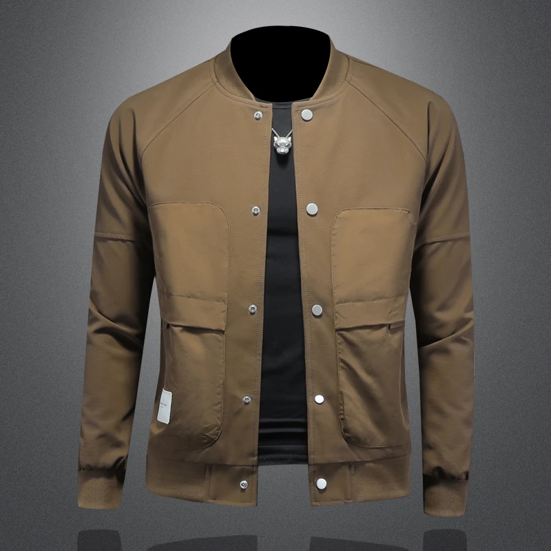 约文库费夹克男装春秋季休闲潮流百搭棒球服男士休闲简约上衣外套