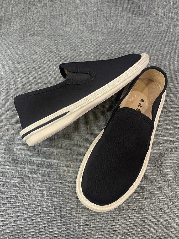 老北京手工千层底黑色休闲经典宽版圆头春夏秋季透气青年男式布鞋