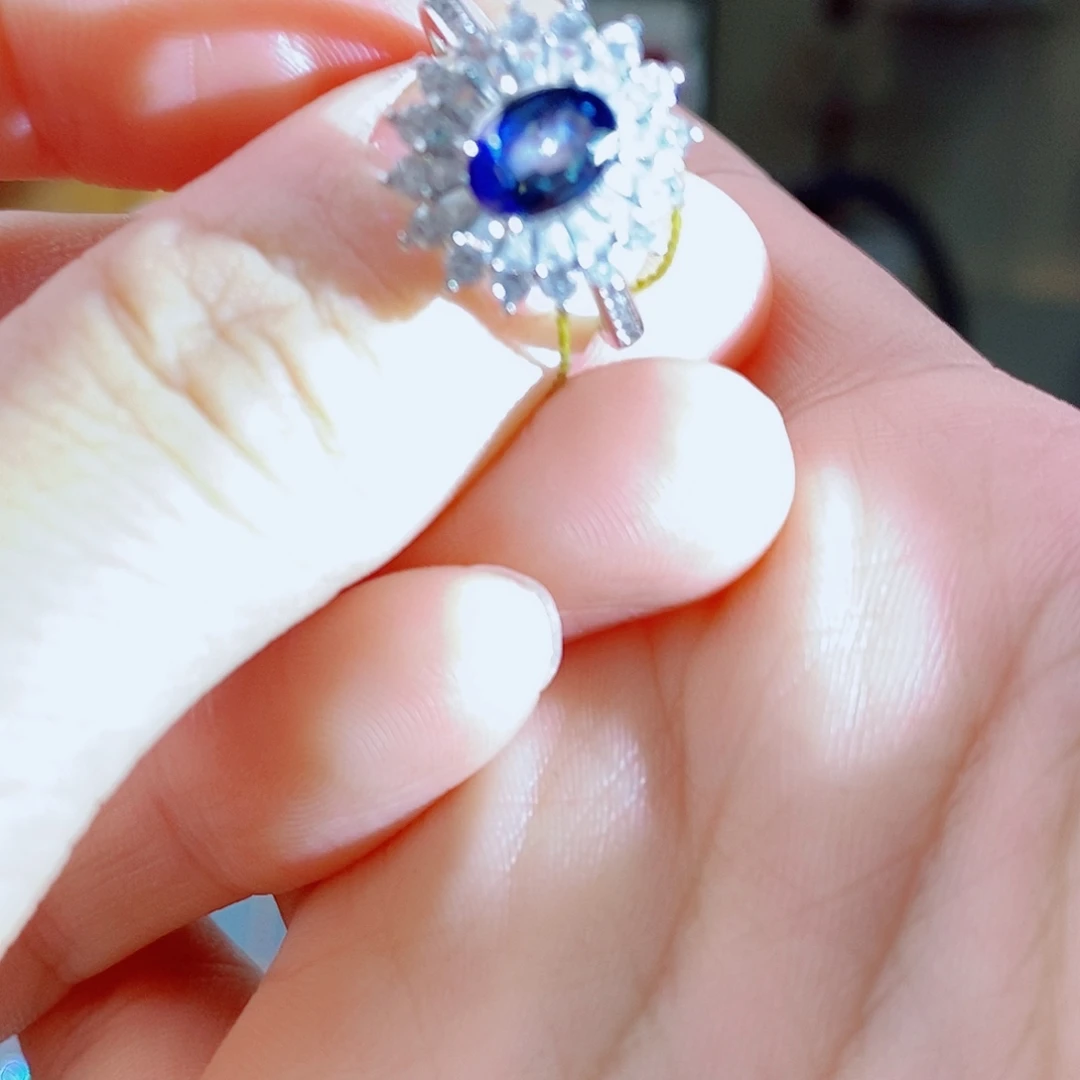 蓝宝石戒指银S925镶嵌