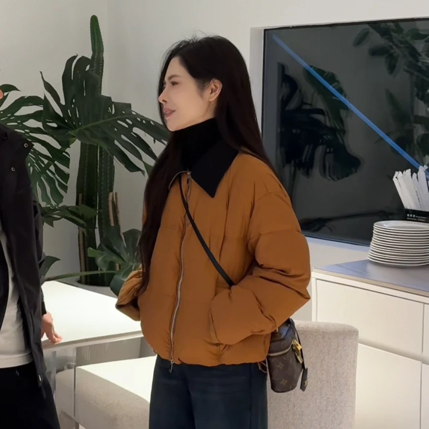 宿慕SUMU 冬季韩系95白鸭绒羽绒服10-27新款领子拼接羽绒服9029