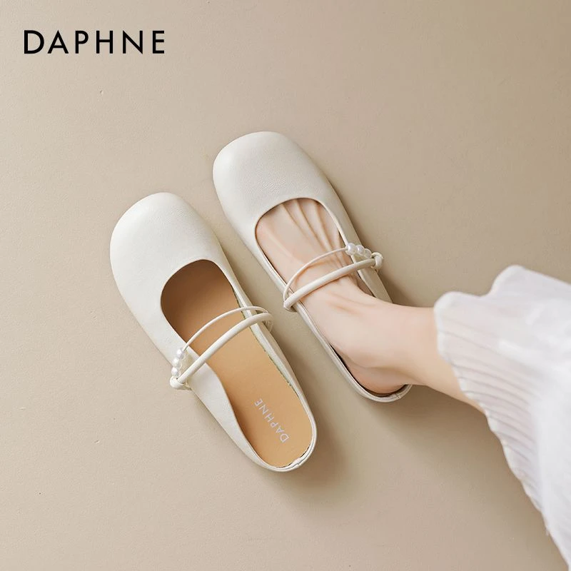 达芙妮包头拖鞋女外穿2025新款秋冬配裙子法式半拖平底玛丽珍鞋爆