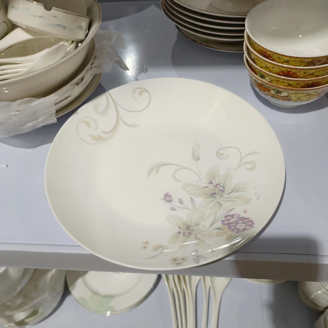 景德镇餐具【微瑕尾货】牵牛花10寸月光盘1个装