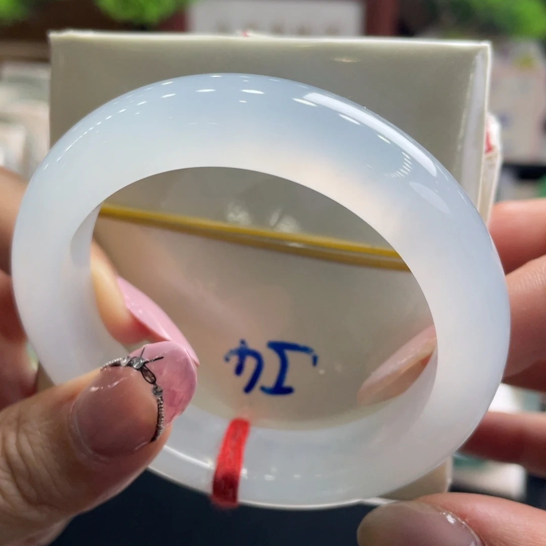 翡翠未镶嵌手镯17号 54正圈白月光荔枝肉