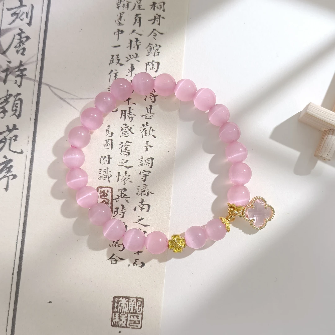 WZY-002550【粉璟猫韵】白水晶 国风女款手链手串