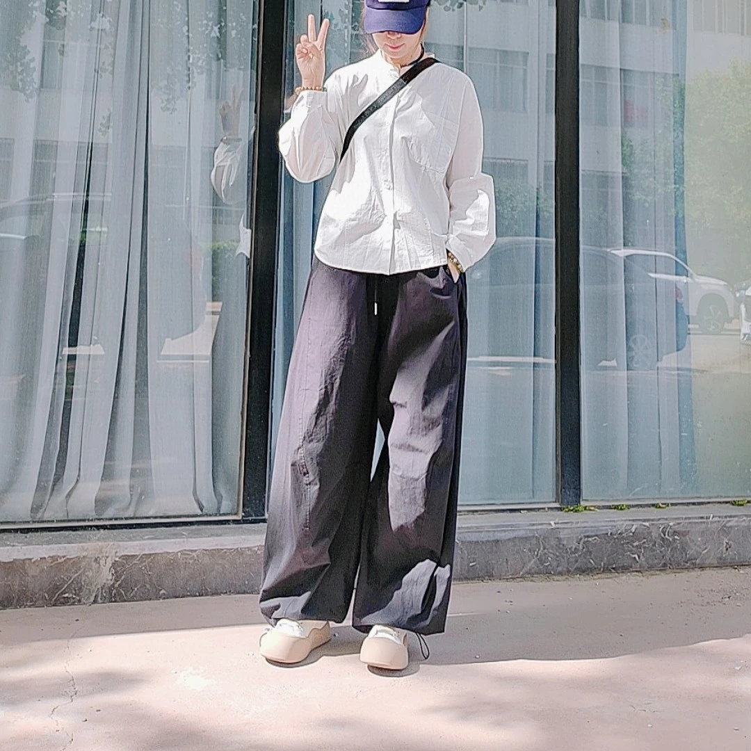 薄款高腰夏季灯笼裤喇叭裤休闲裤小众时尚显瘦洋气裤子