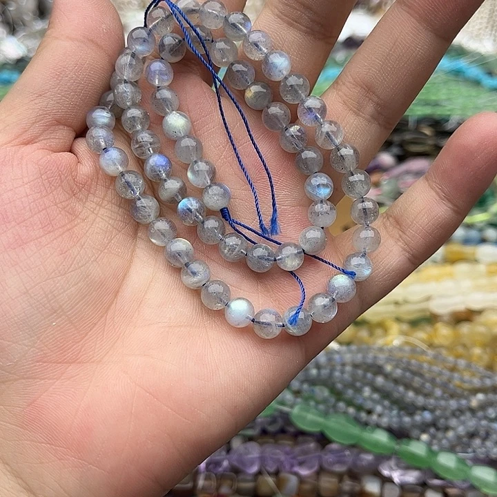 玛瑙/玉髓未镶嵌珠宝半成品一条6mm左右灰月光