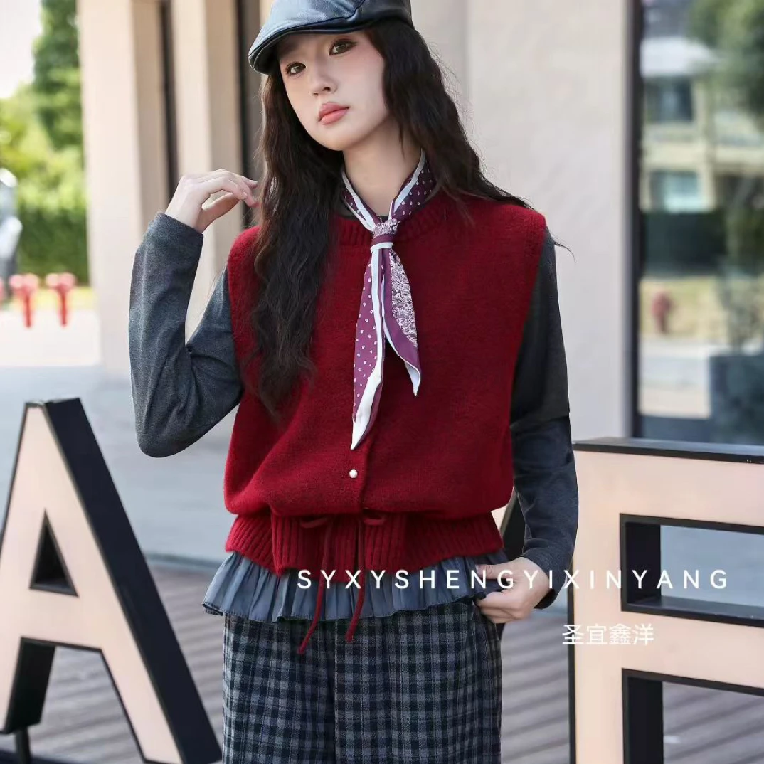 女童三件套套装马甲牛仔裤纯色秋季套装童装薄款女牛仔长裤少女条