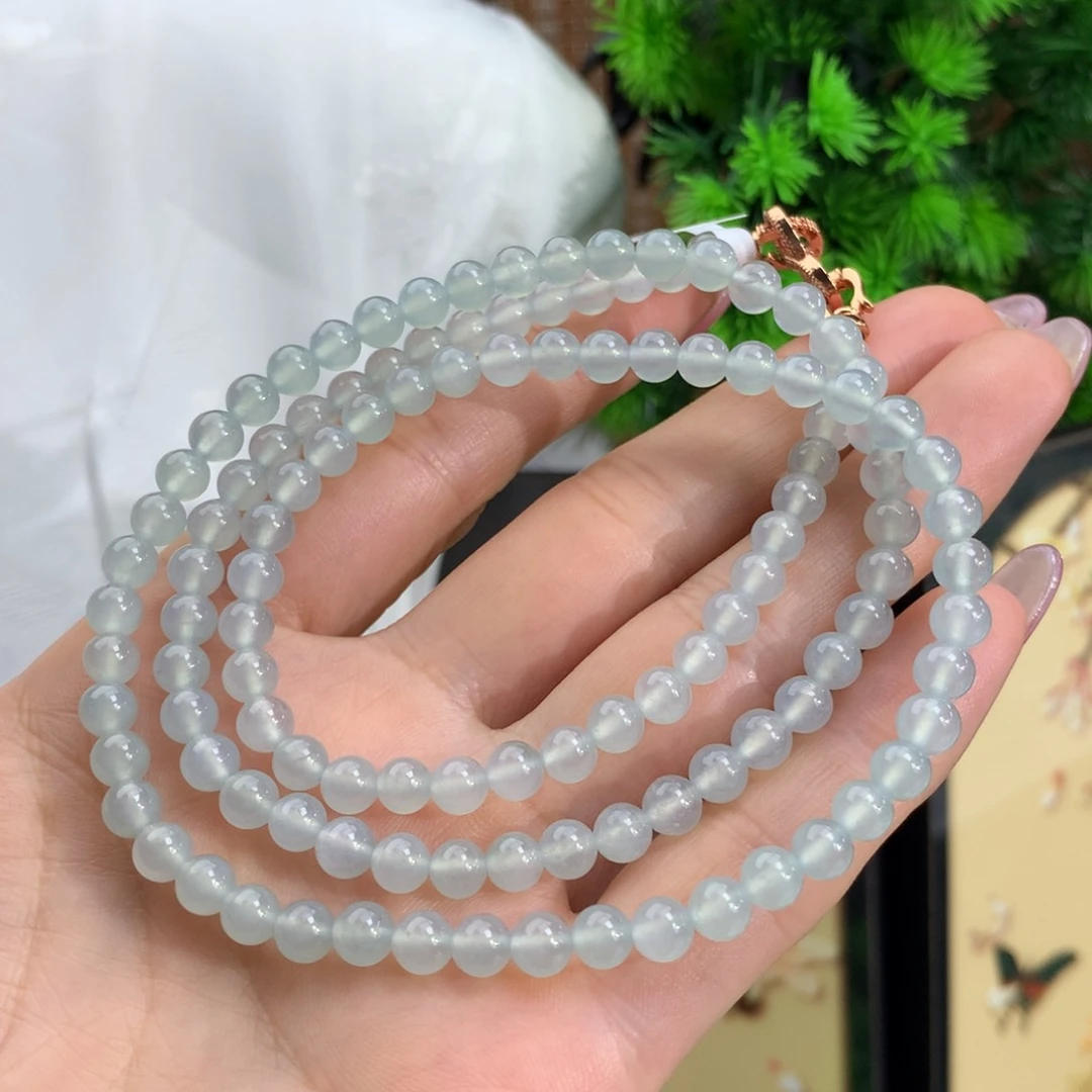 翡翠手链未镶嵌冰种蓝底项链卡5.4m m