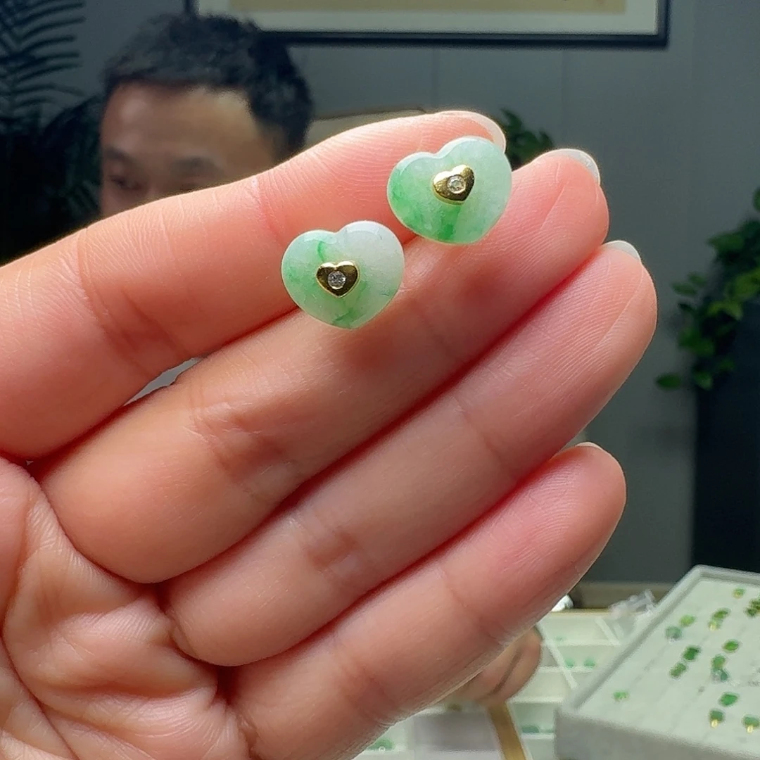 翡翠银S925镶嵌耳饰多样性发货其一