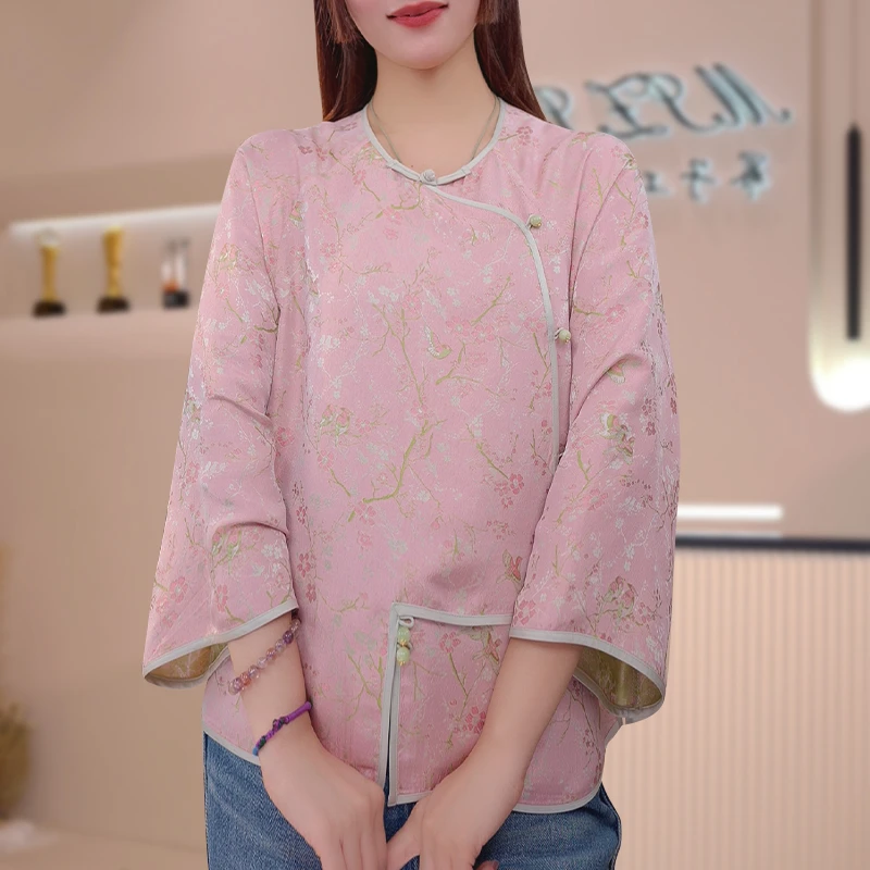 【碧玉亭】新中式桑蚕丝宋锦双面穿汉服外套MZ025021