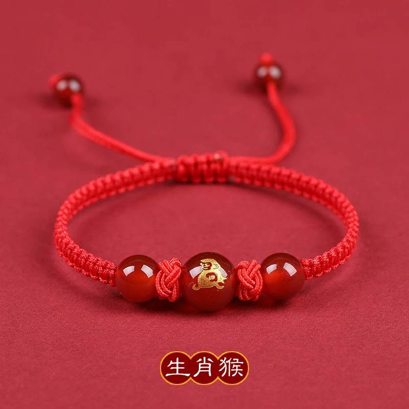 【六成】2025年蛇年十二生肖手链手工编织红绳饰品儿童成人红手绳