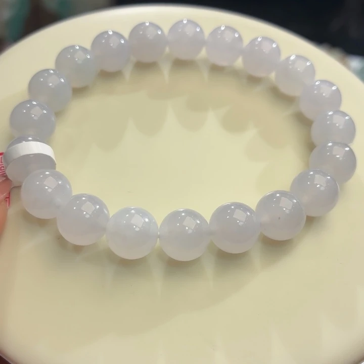 翡翠未镶嵌手链冰胶浅紫卡9.8