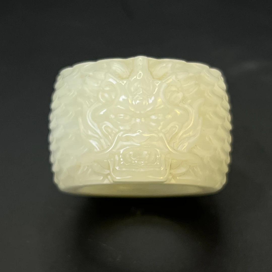 "民国和田玉龙纹扳指/ DL026994/ 古玩/收藏/德州文物"