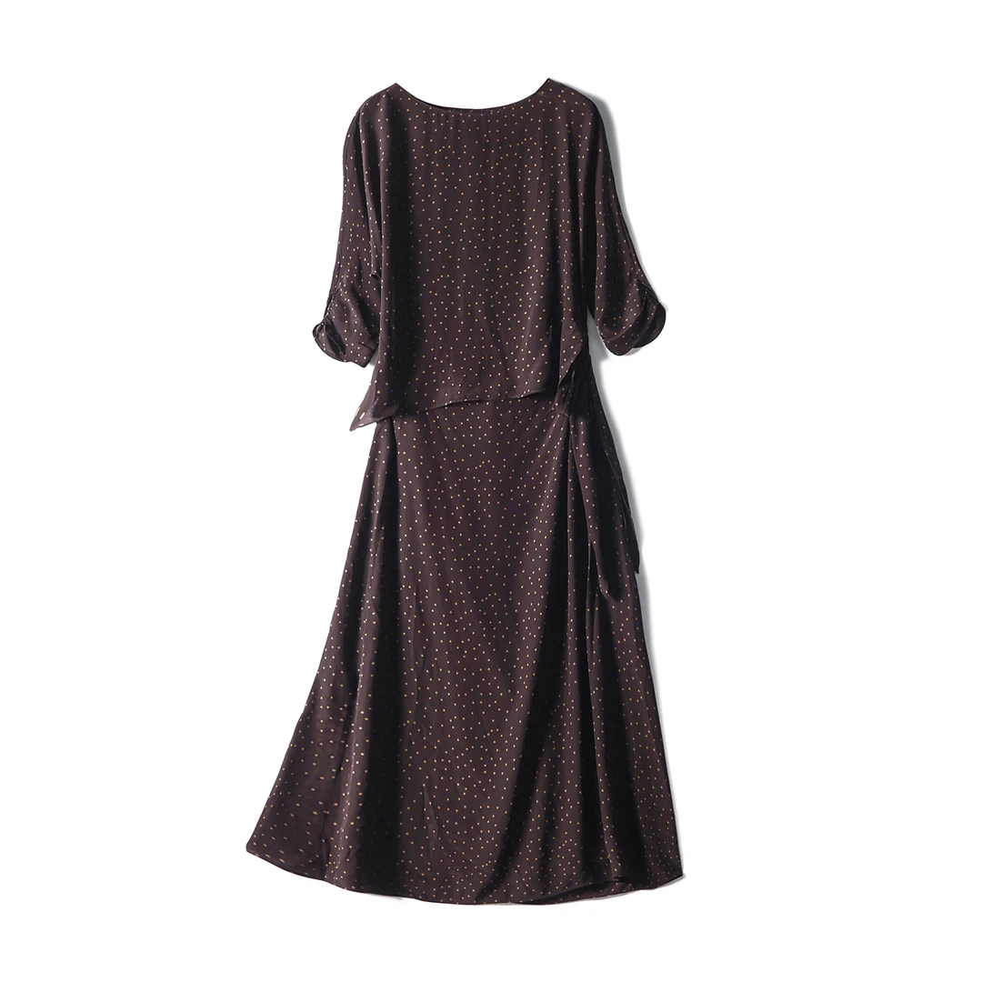 【九月木兮】罗马假日双绉桑蚕丝围裹设计印花连衣裙S81753SQEMG