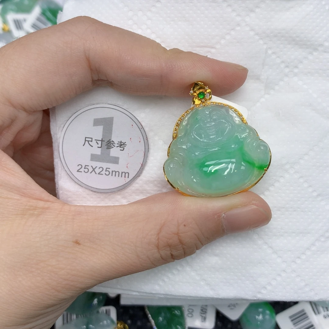 翡翠18K金镶嵌颈饰123457899998