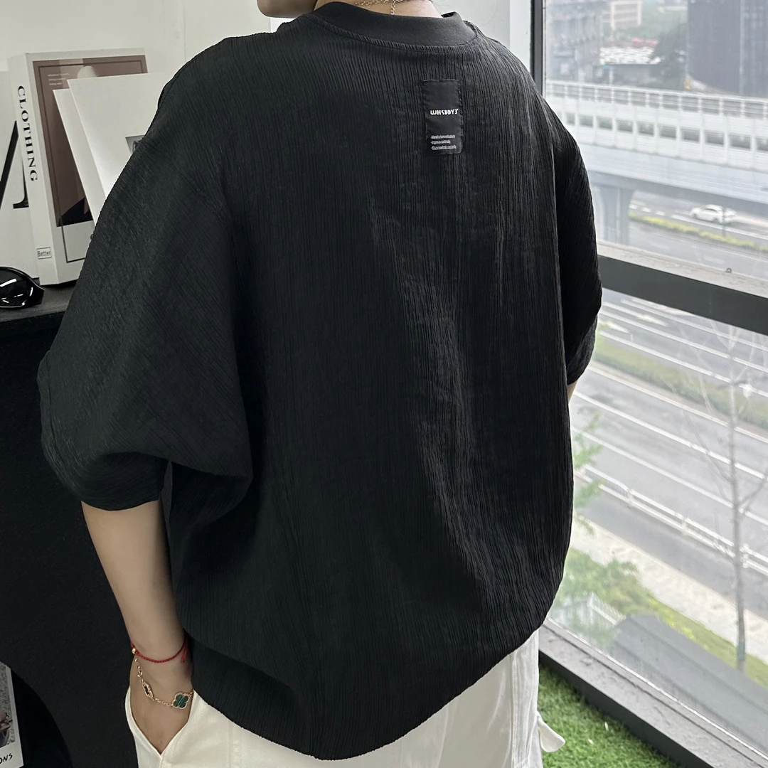 蝙蝠袖含天丝面料设计短袖T恤非常轻薄透气慵懒风上衣