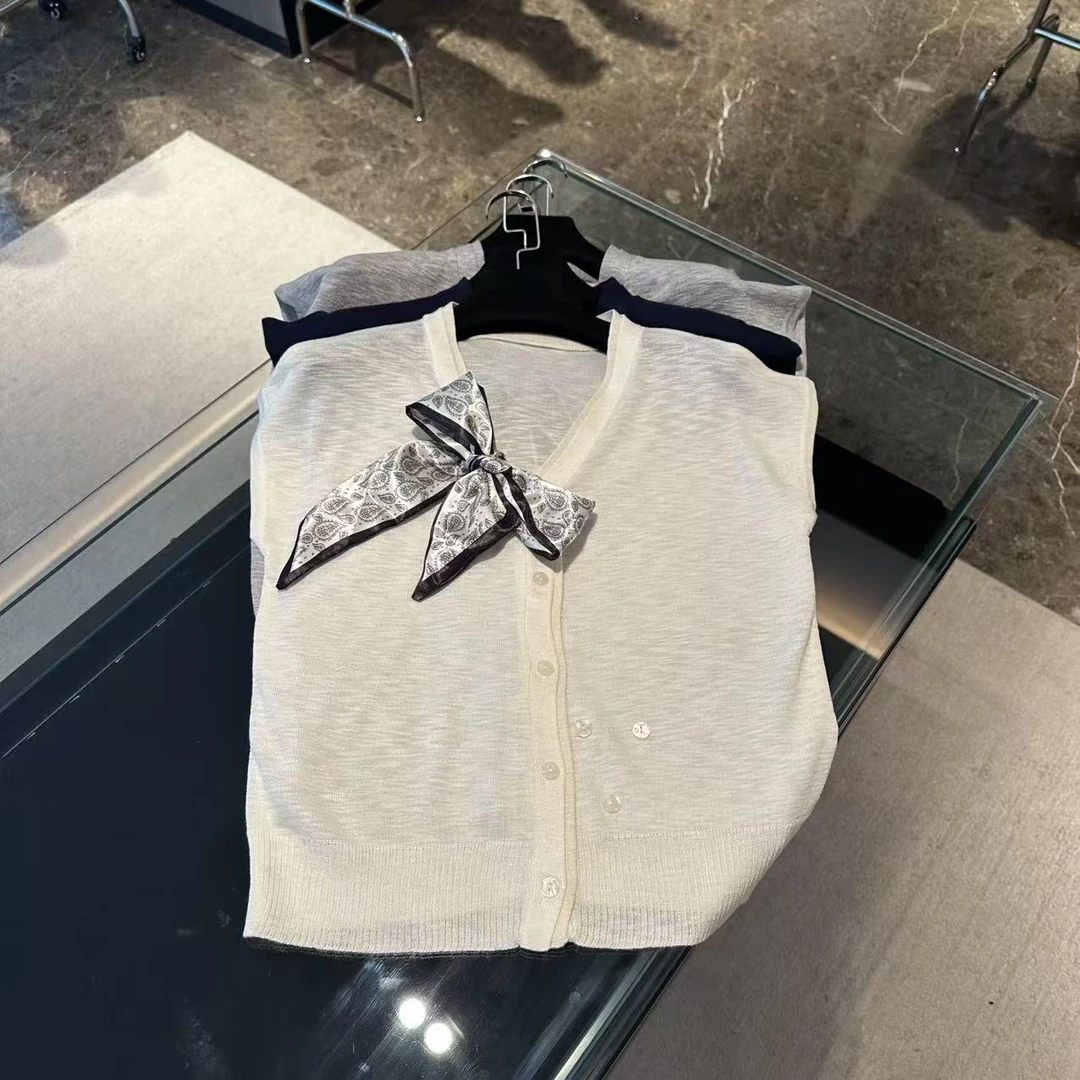 新款飘带背心针织无袖坎肩上衣