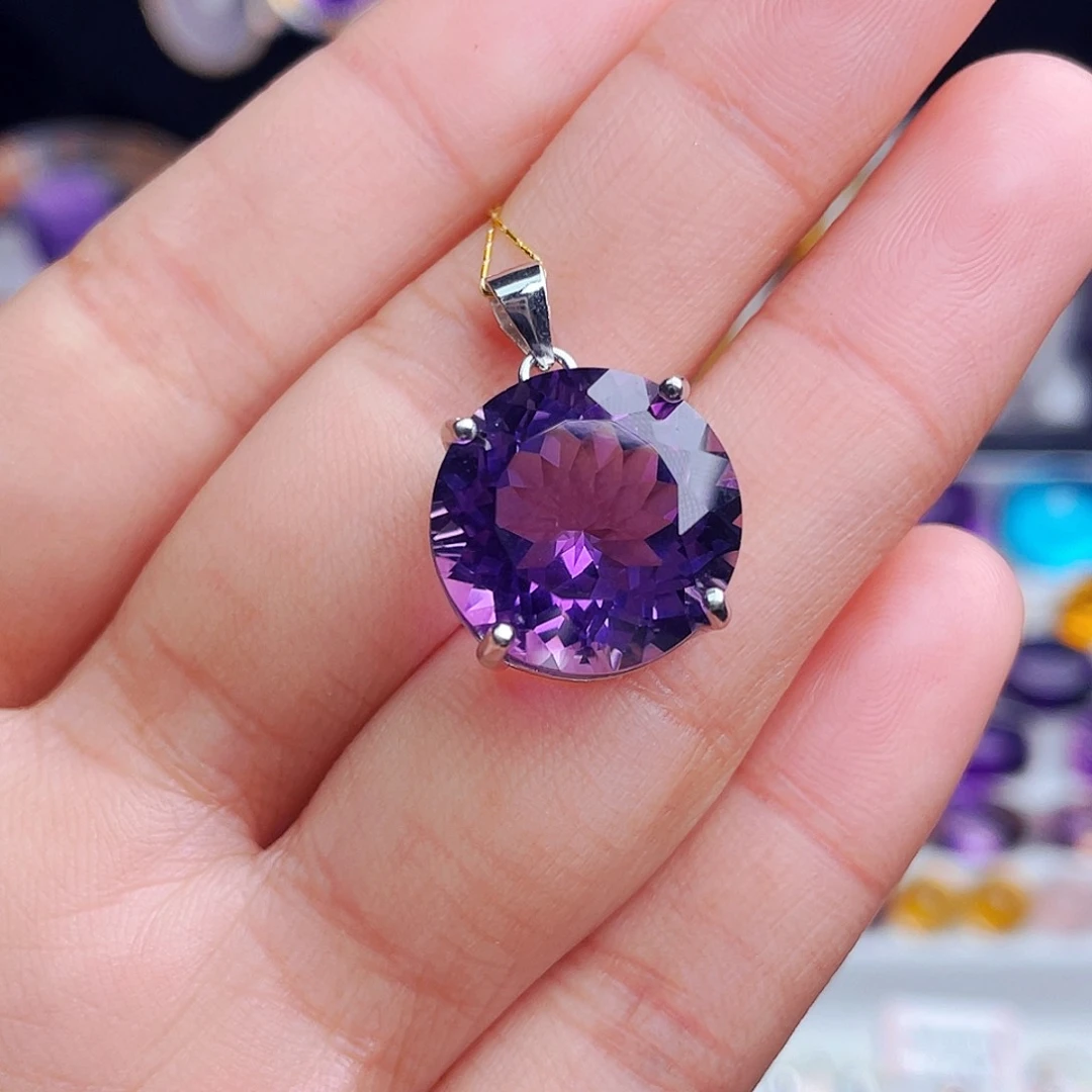 颈饰银S925镶嵌紫晶天然保真