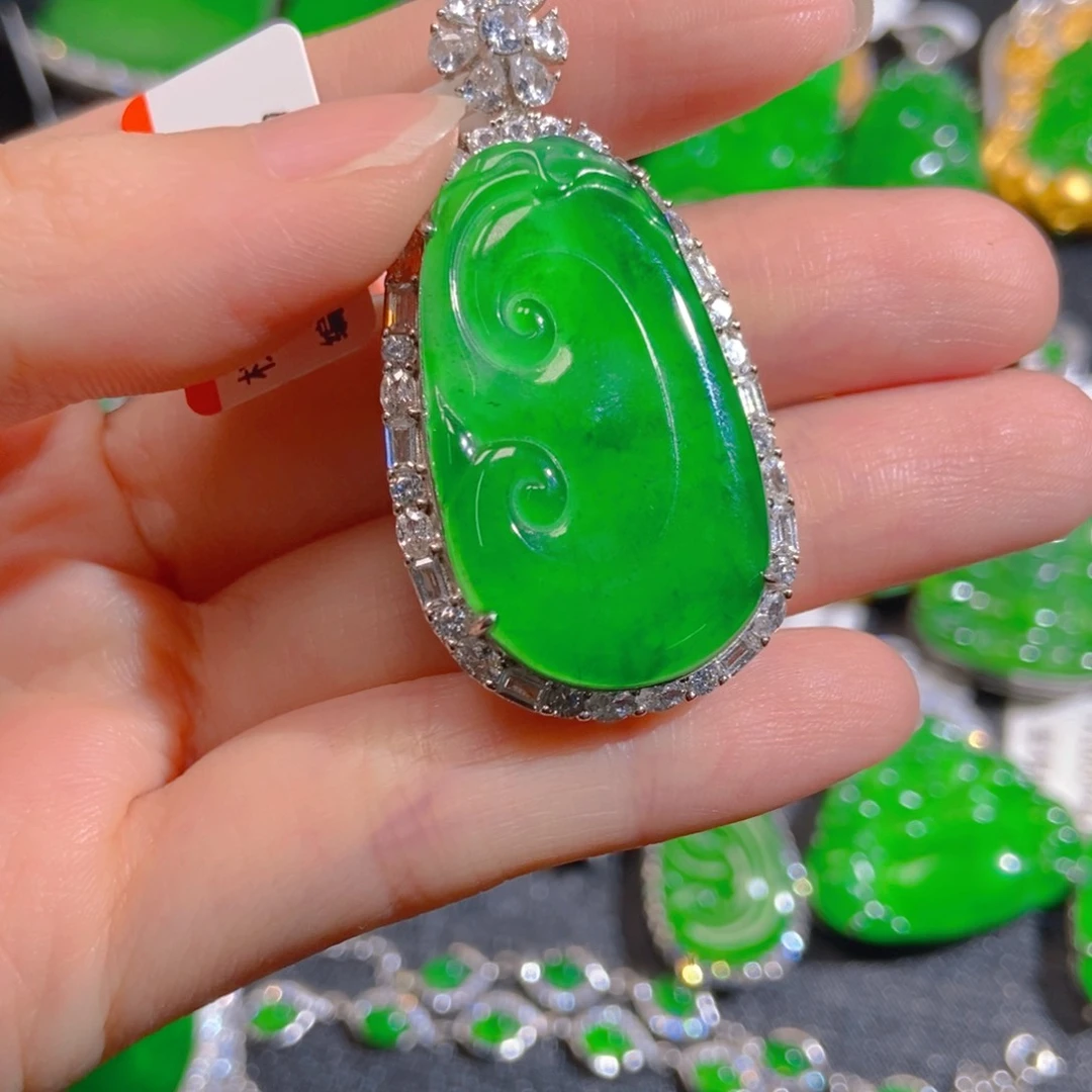 翡翠银S925镶嵌吊坠(不含链)微****店
