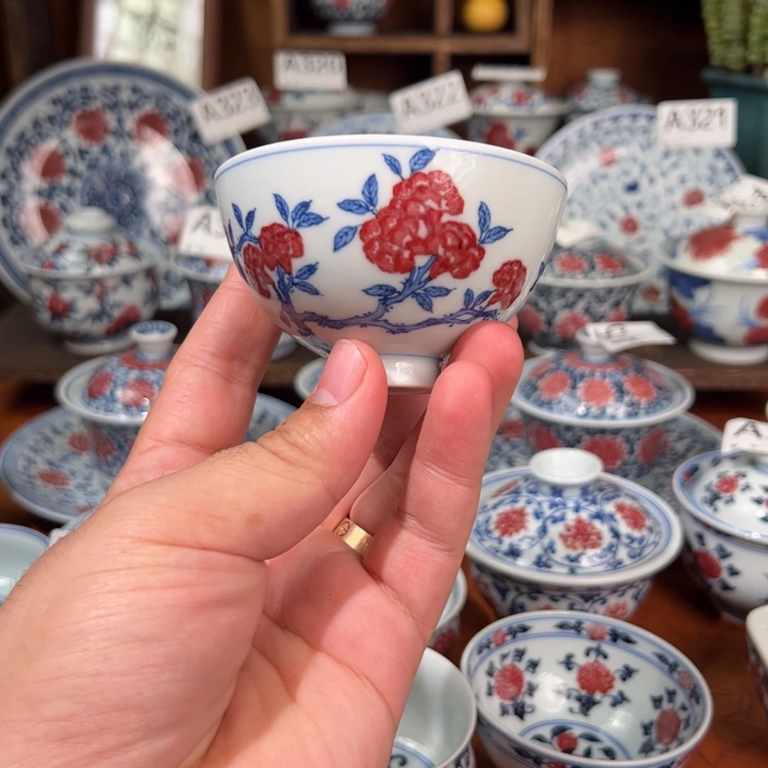 景德镇高温原矿釉里红手绘