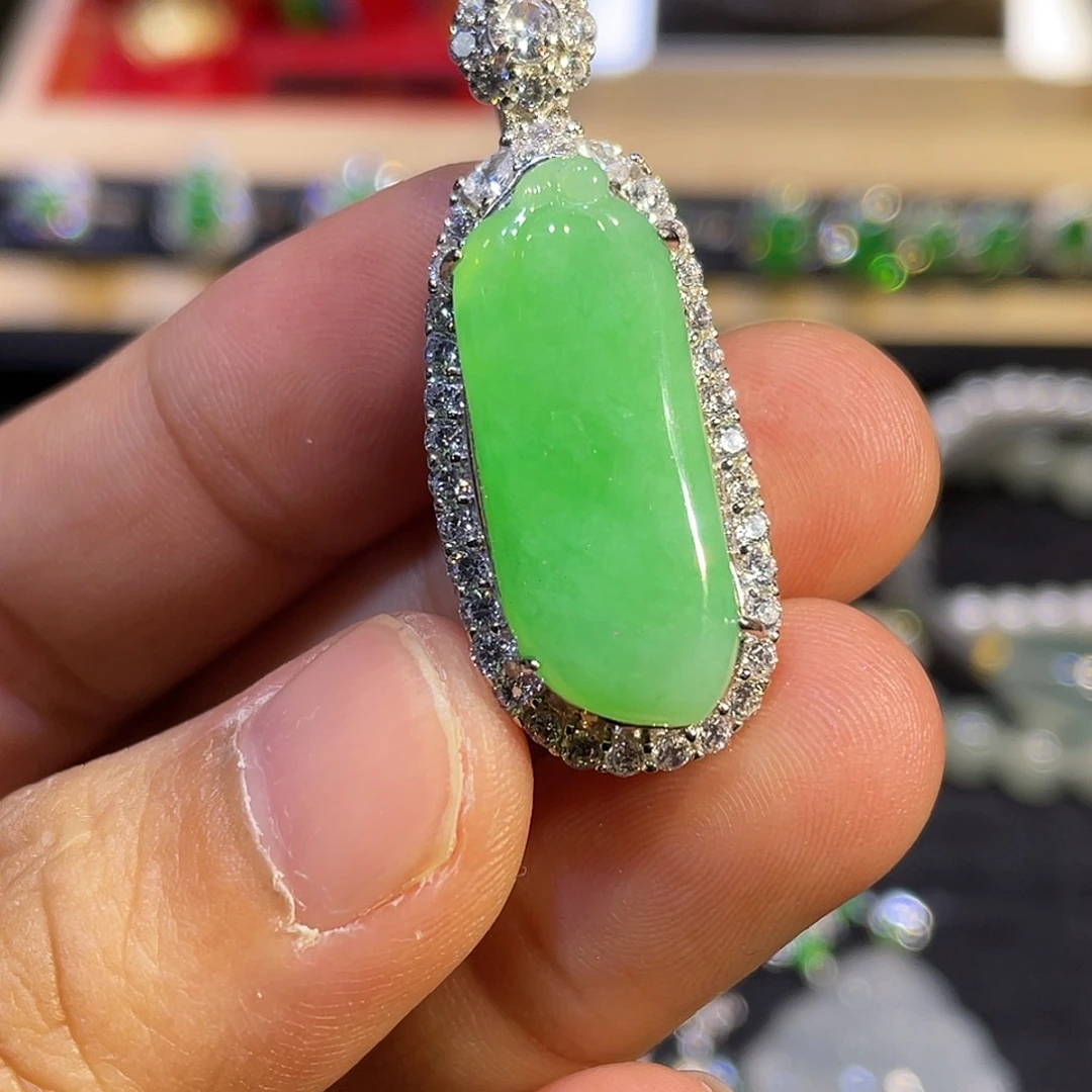 翡翠银S925镶嵌吊坠(不含链)