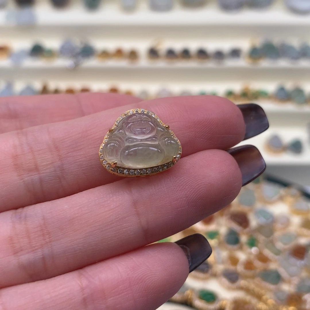 翡翠银S925镶嵌颈饰佛公