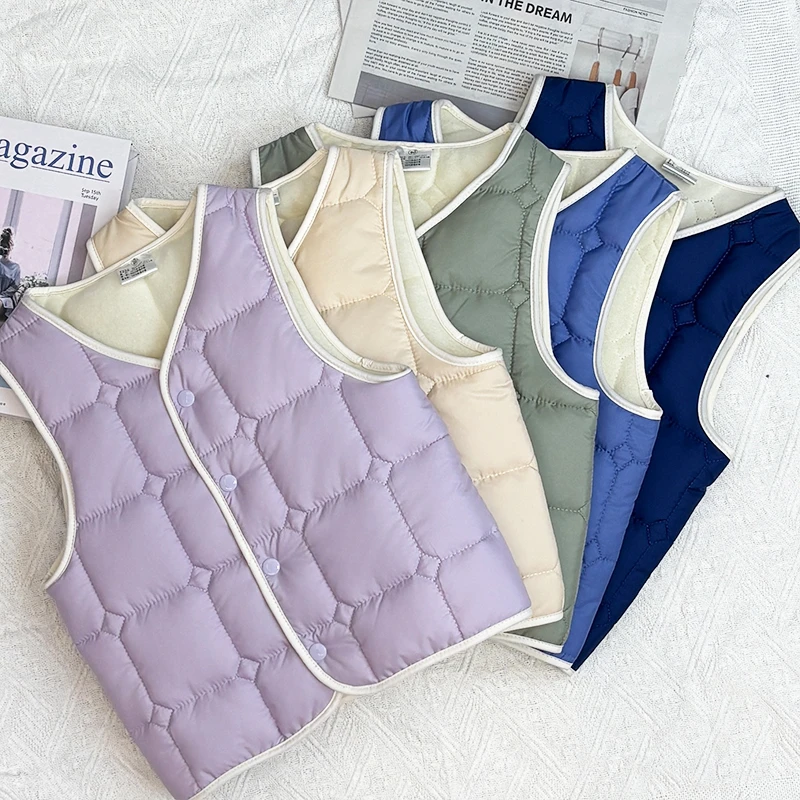 儿童加绒棉马甲轻薄款2025秋冬新款小童男女童宝宝内穿无袖坎肩