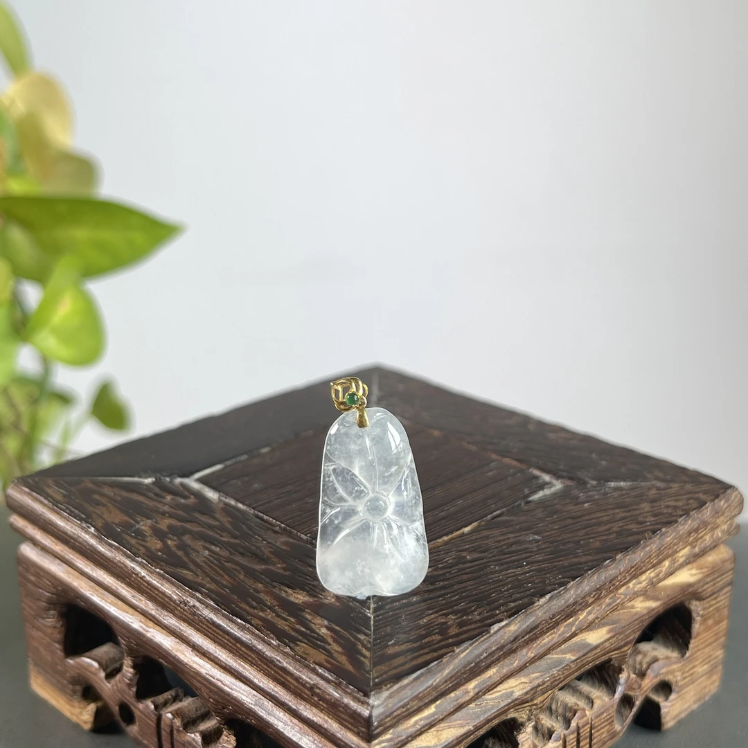 JTB23-46  天然缅甸A货翡翠 18K扣和和美美