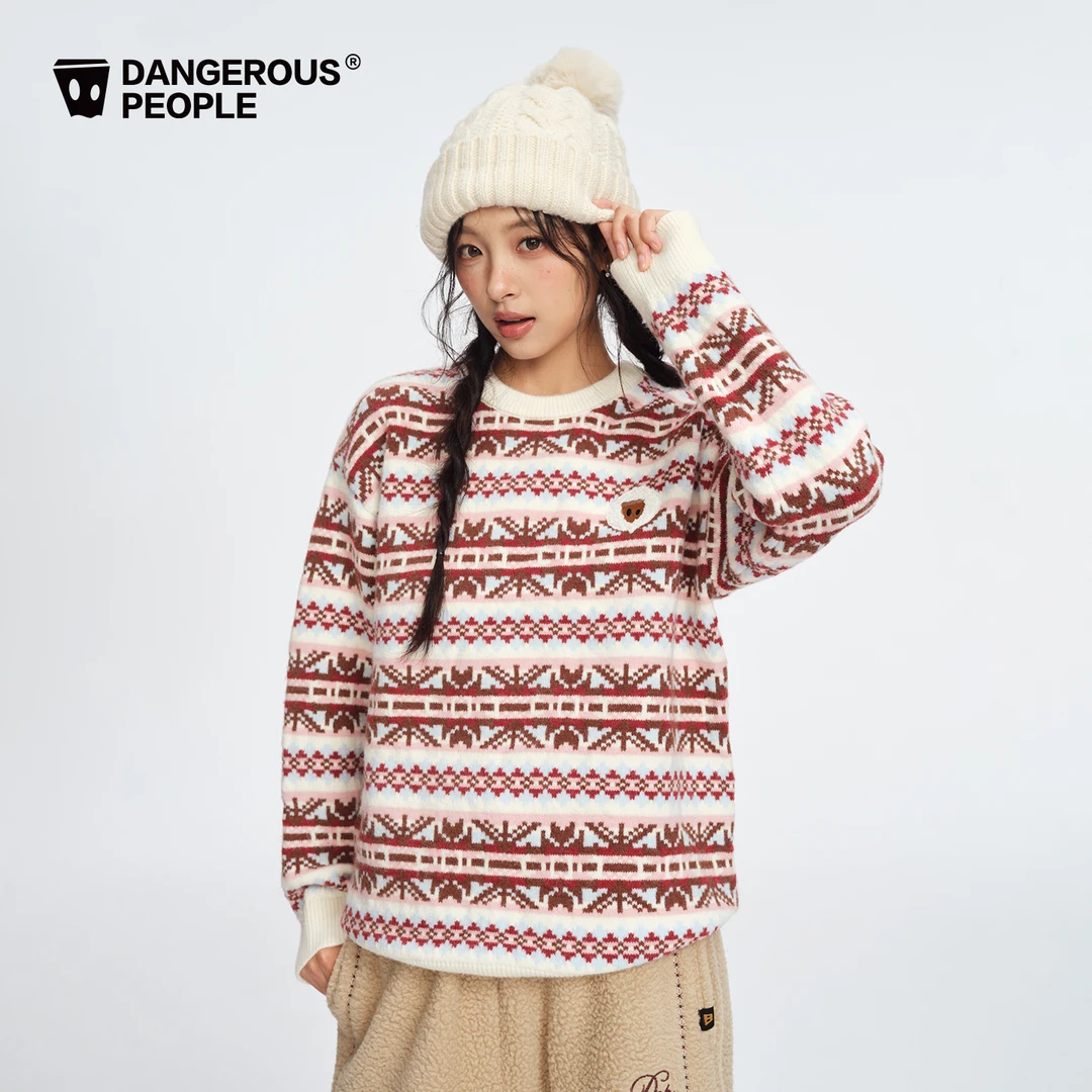 Dangerouspeople薛之谦dsp费尔岛提花套头针织衫慵懒风宽松毛衣