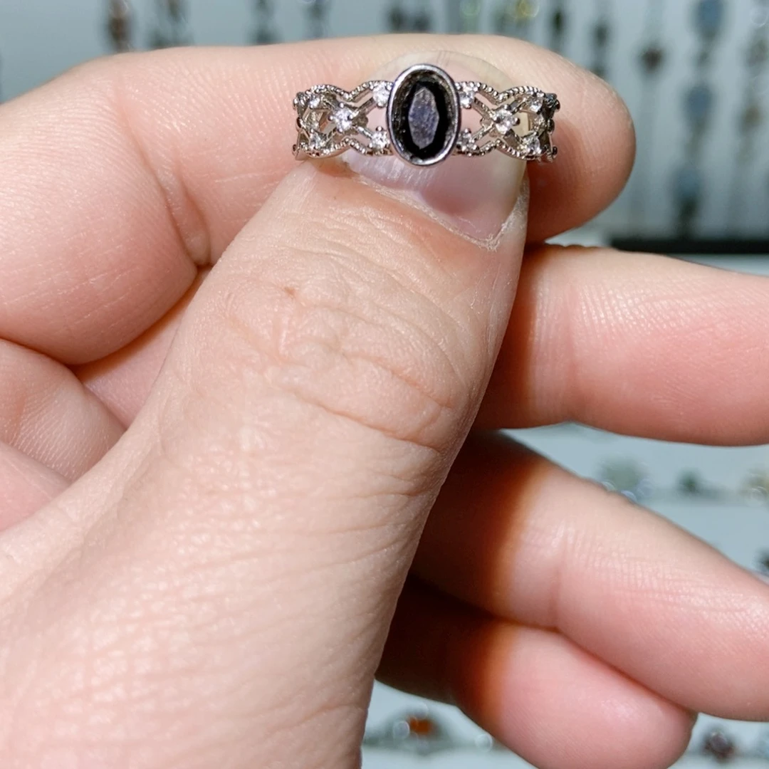 绿水晶戒指银S925镶嵌