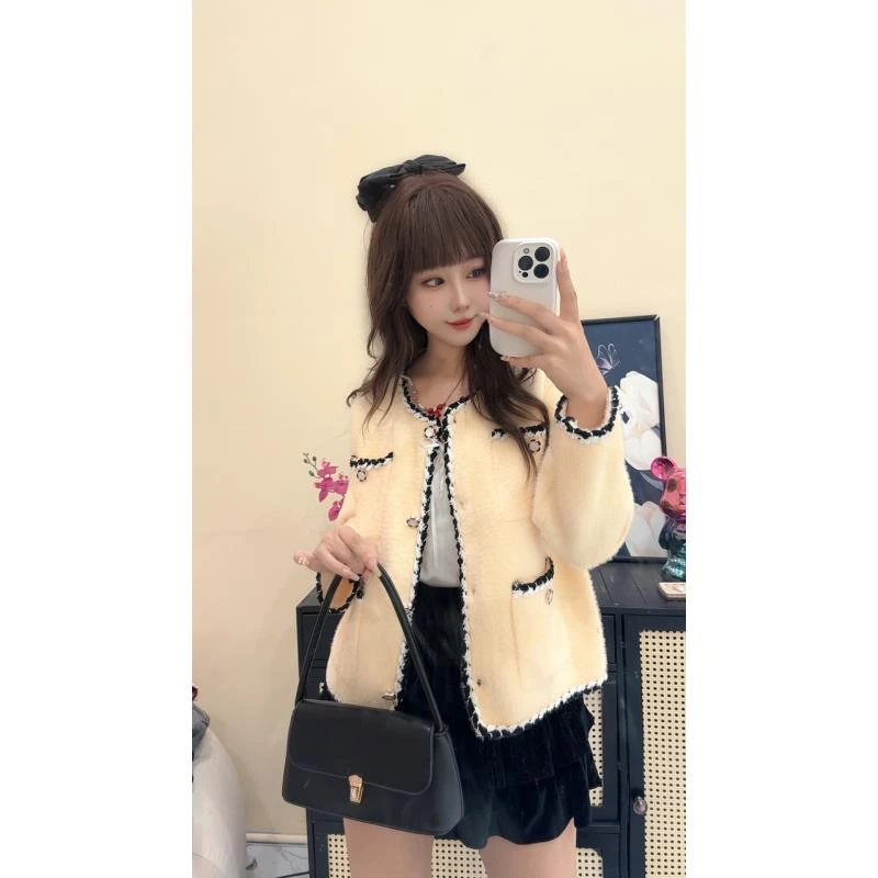 法式气质立领小香风毛衣外套女秋冬季新款高级感-9925