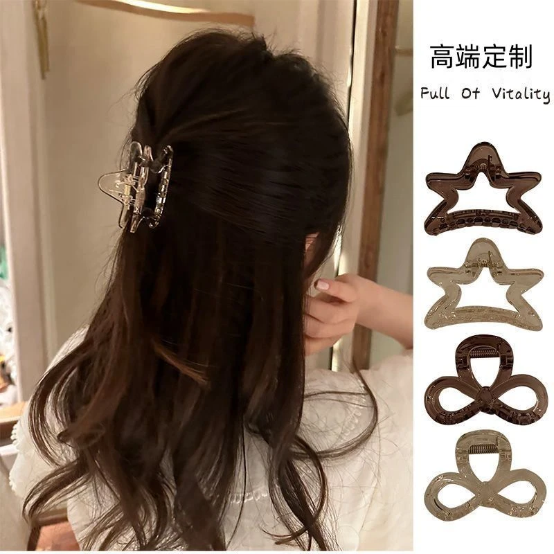 五角星蝴蝶结发夹半扎半披小号抓夹发饰网红头气质可爱发卡小众