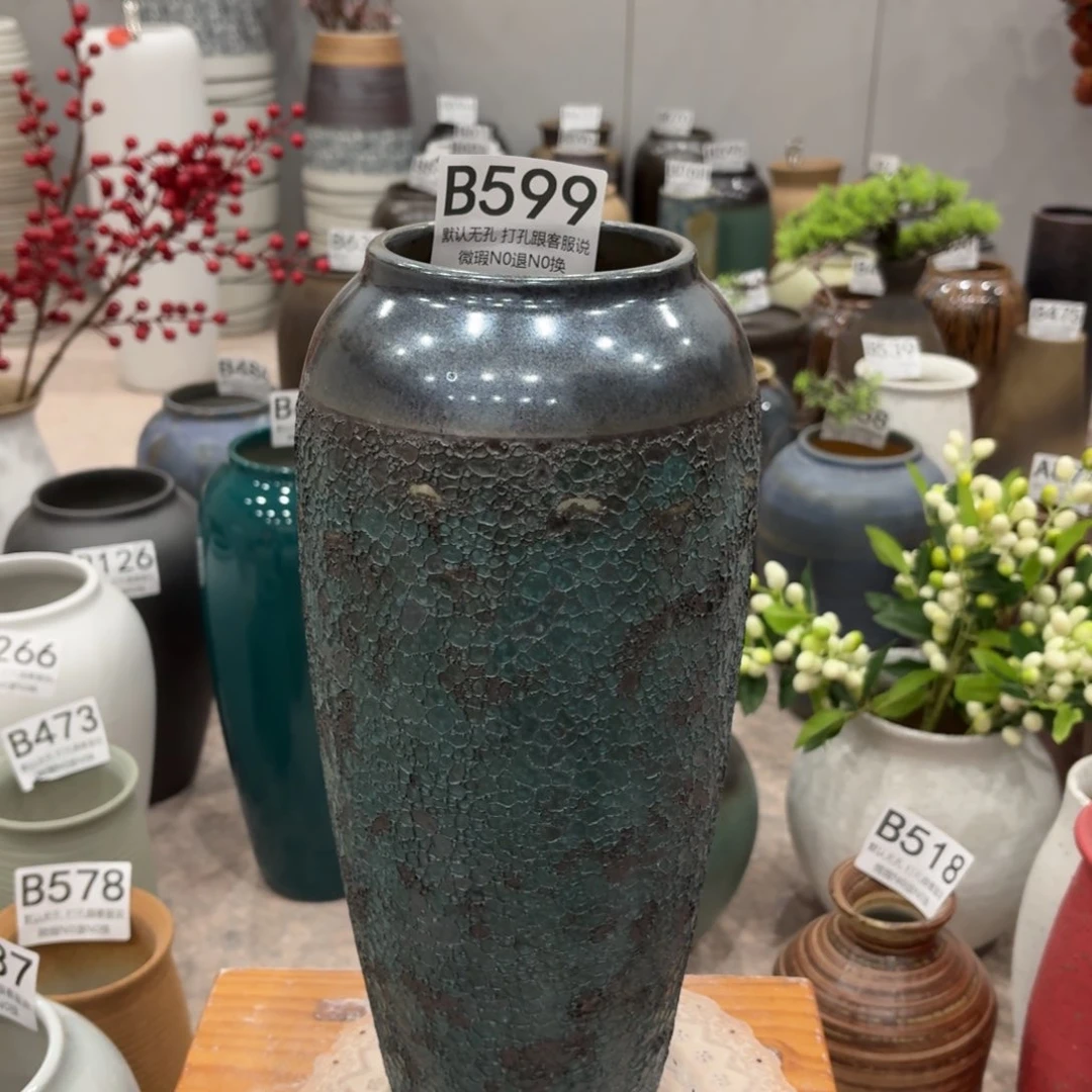 摆件暇疵599 景德镇陶瓷花瓶高34口9