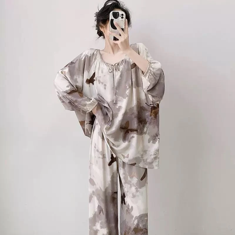 2025年棉绸薄款套装长袖宽松夏季