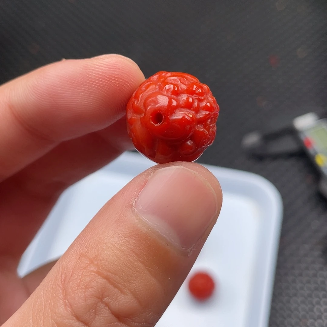 南红玛瑙未镶嵌18mm柿子红貔貅珠一颗