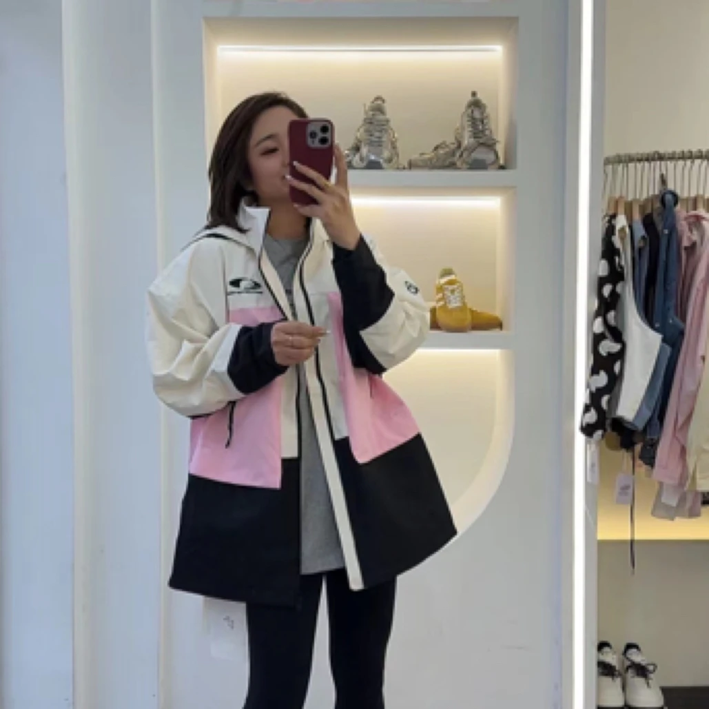 春秋防风防水宽松可收腰冲锋衣外套85006