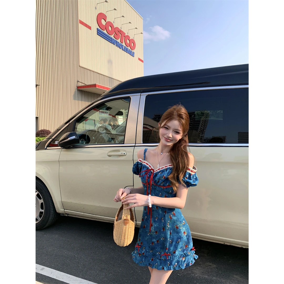 纯欲风修身碎花多巴胺绝美吊带裙女夏日氛围感性感辣妹收腰包臂裙