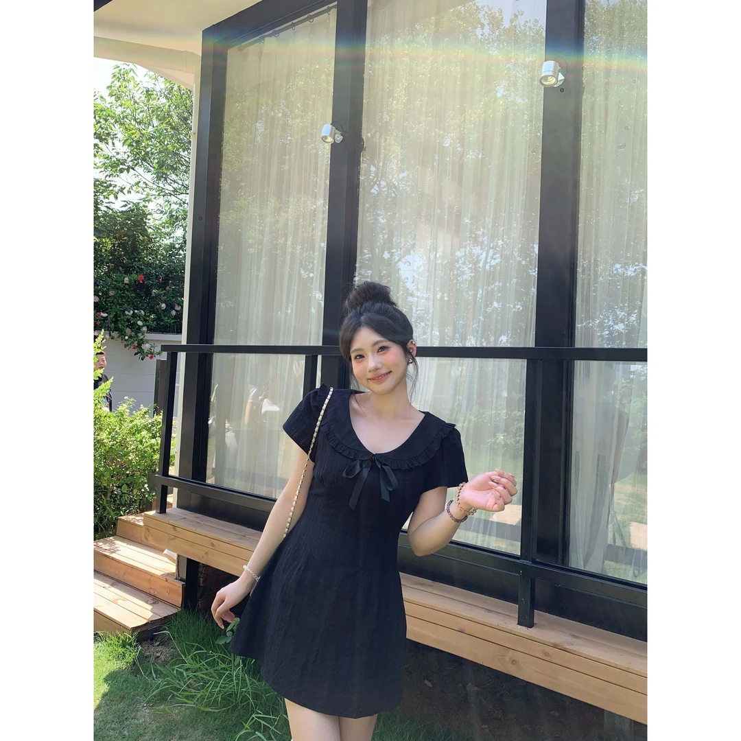 现货【浪漫月光】Dottie Ting面包定制法式气质蝴蝶结温柔连衣裙