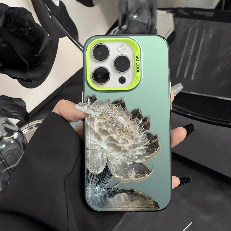 冰山雪莲适用苹果16promax14手机壳15iphone13卡通11彩银12xr87xs