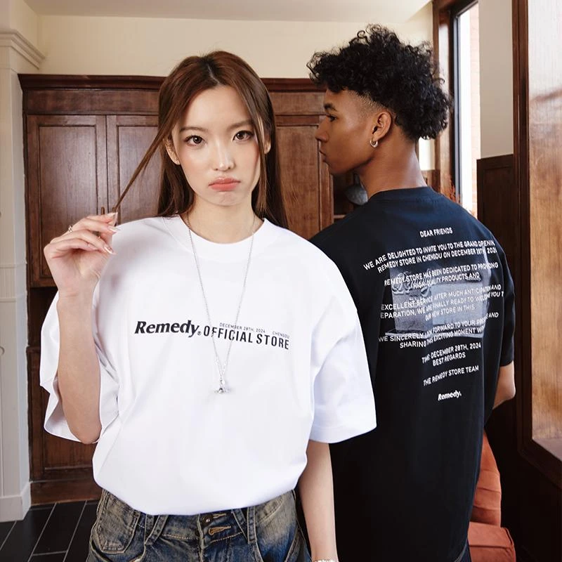 Remedy【成都店限定】夏季国潮宽松索罗娜体恤美式潮牌短袖T恤男
