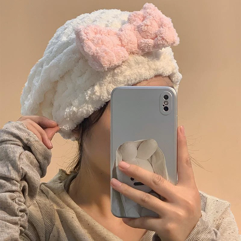 新款云朵女干发帽超强吸水速干可爱蝴蝶结加厚套头浴帽包头巾Q854