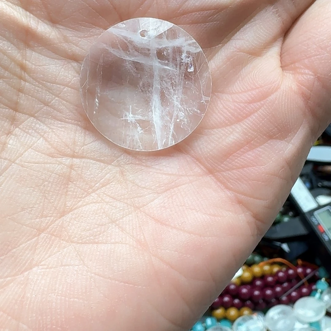 玛瑙/玉髓合金珠宝半成品一个25m白水晶切面吊坠