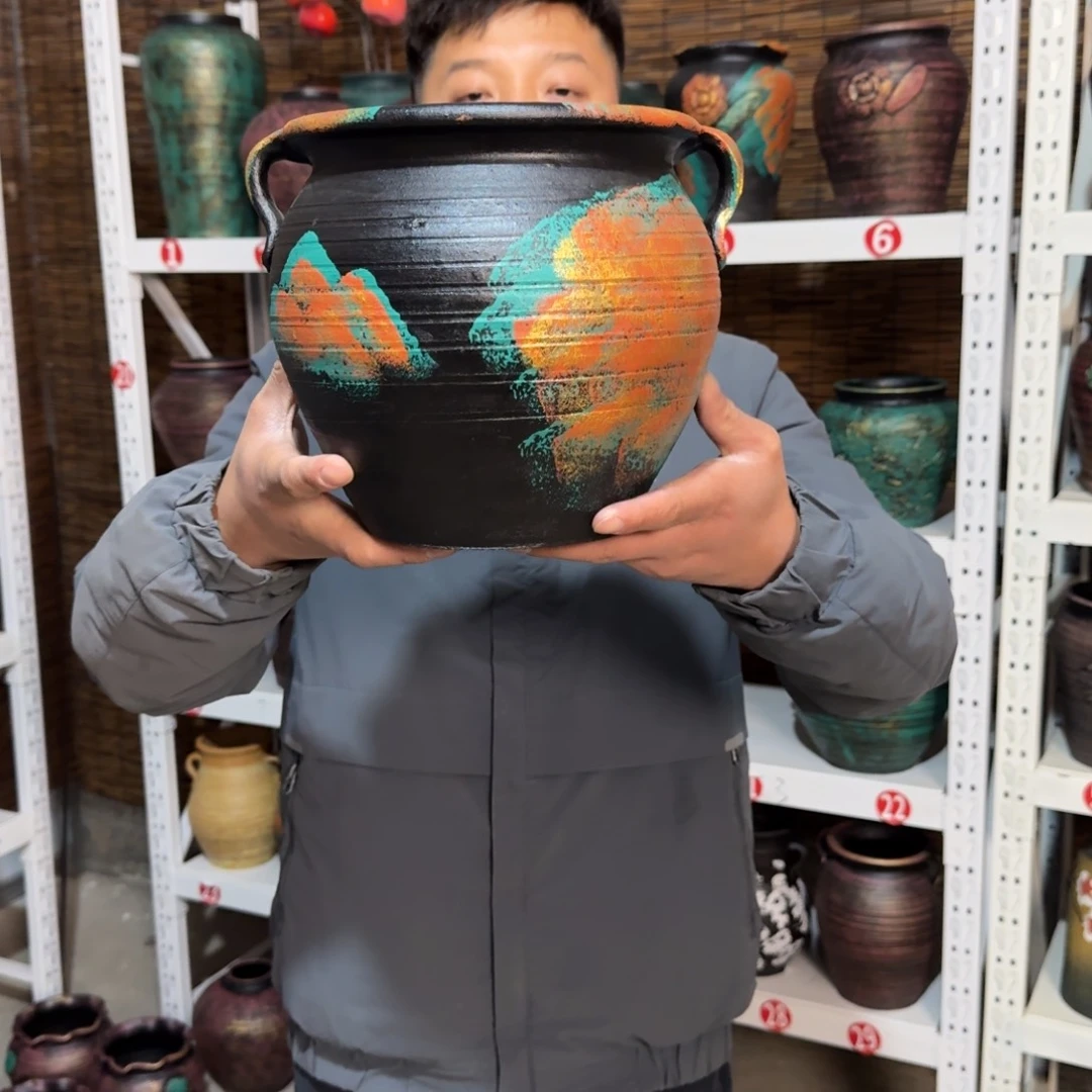 红陶红陶浮雕花盆炸炸炸