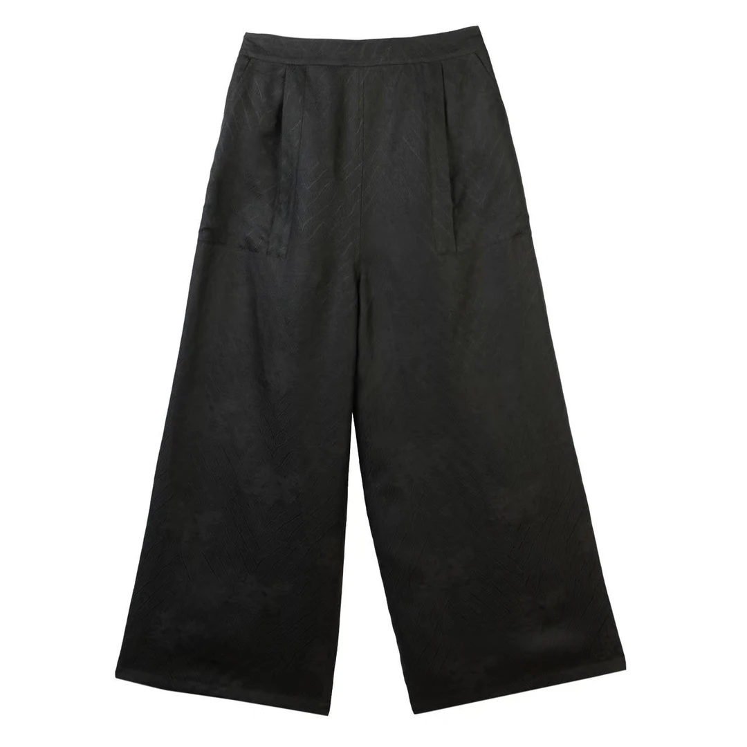 芹 新中式风 399324 海浪麒麟纹 休闲 直筒裤 97