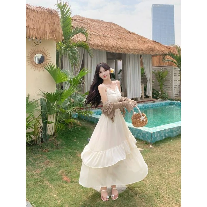 【8515A】大码法式甜美连衣裙女装春季梨形身材吊带裙遮肚显瘦裙子